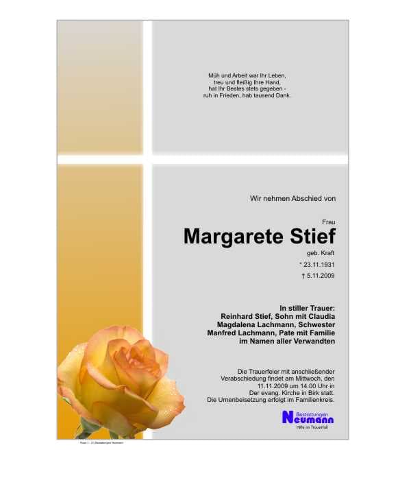 Frau Margarete Stief