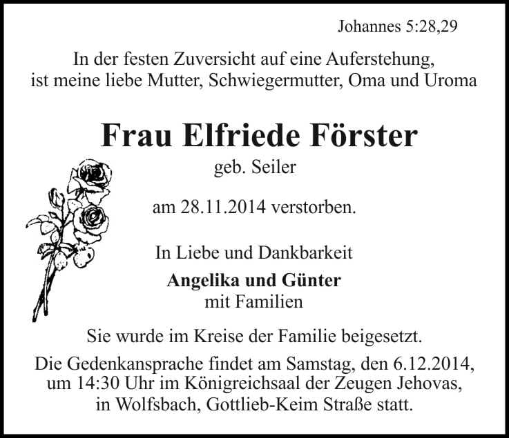 Frau Elfriede Förster