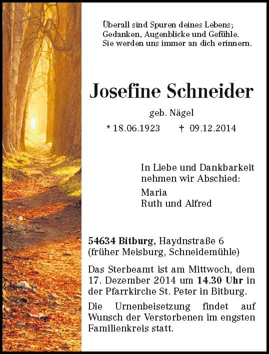 Frau Josefine Schneider