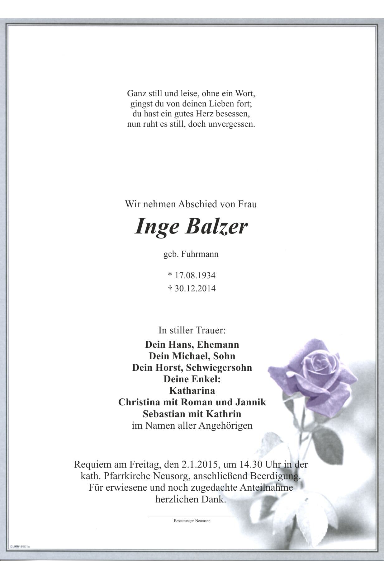 Frau Inge Balzer