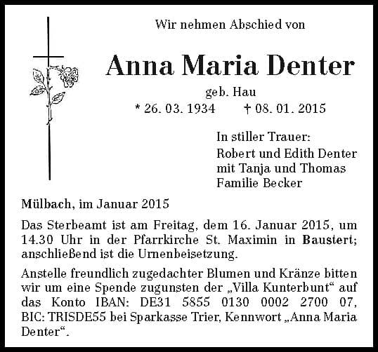 Frau Anna Maria Denter