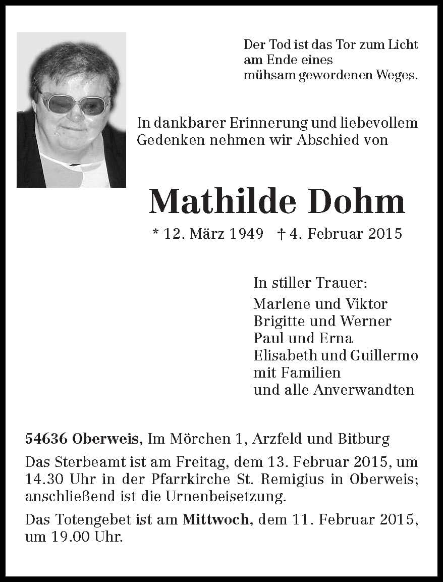 Frau Mathilde Dohm