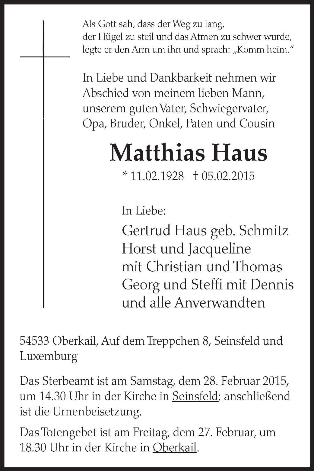 Herr Matthias Haus