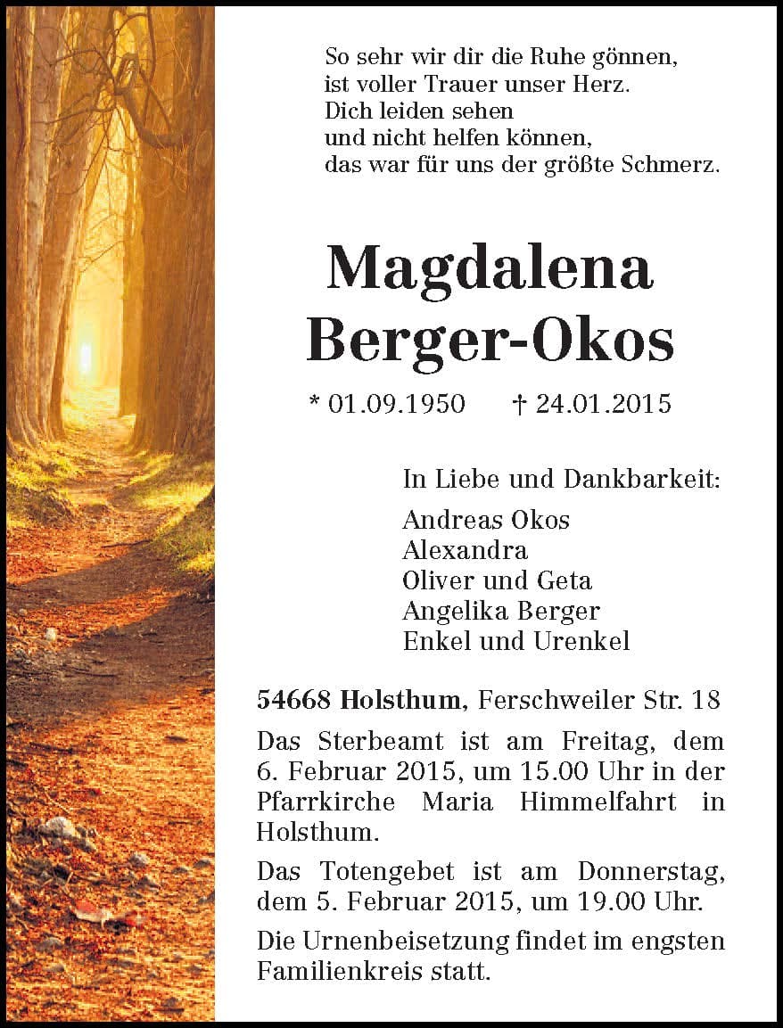 Frau Magdalena Berger-Okos