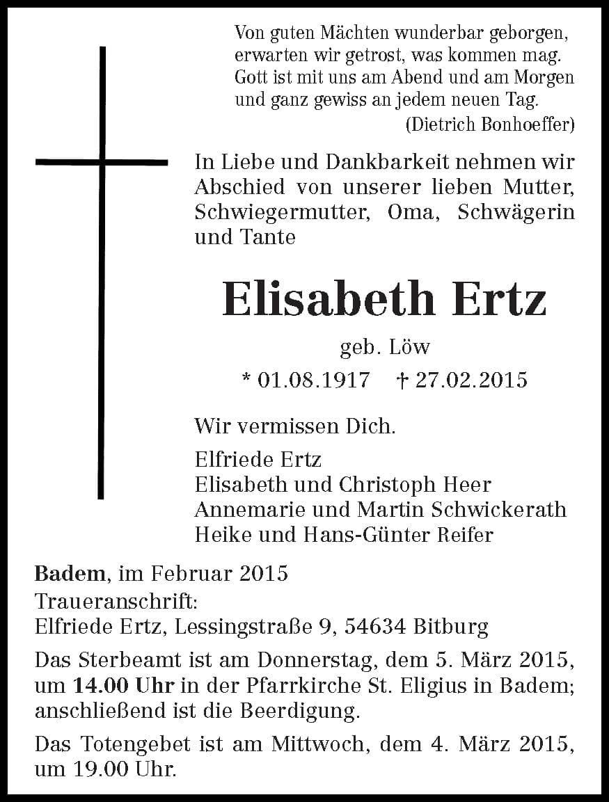 Frau Elisabeth Ertz