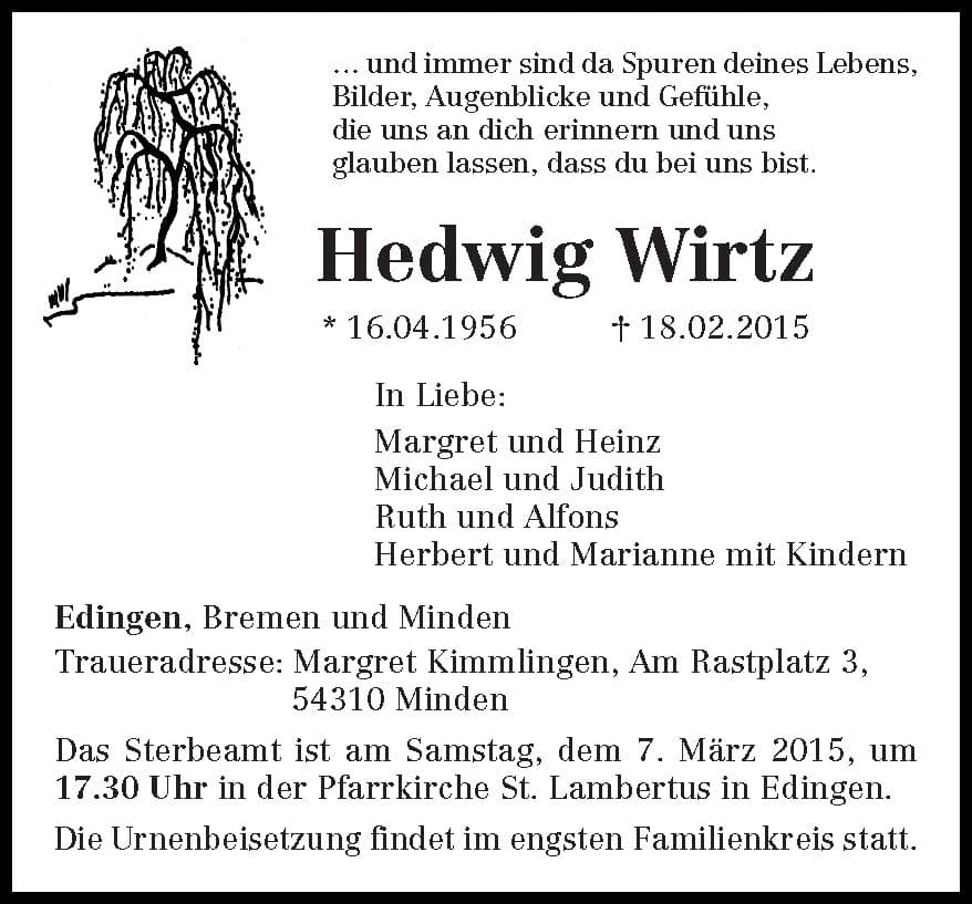Frau Hedwig Wirtz
