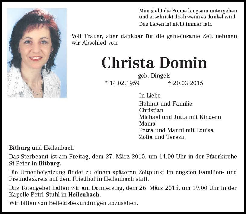 Frau Christa Domin