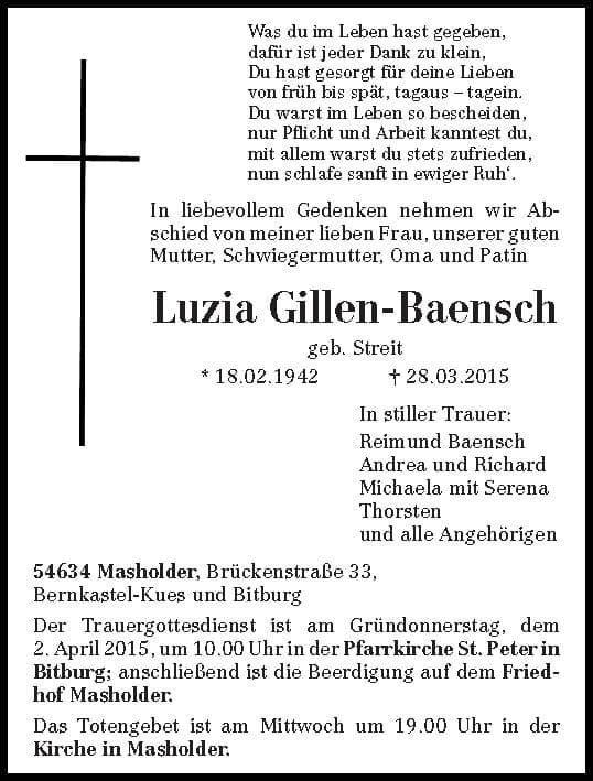 Frau Luzia Gillen-Baensch