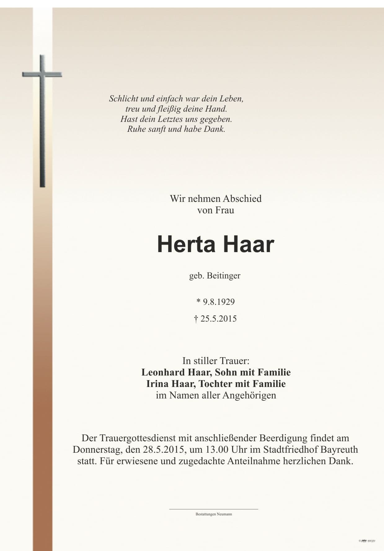 Frau Herta Haar