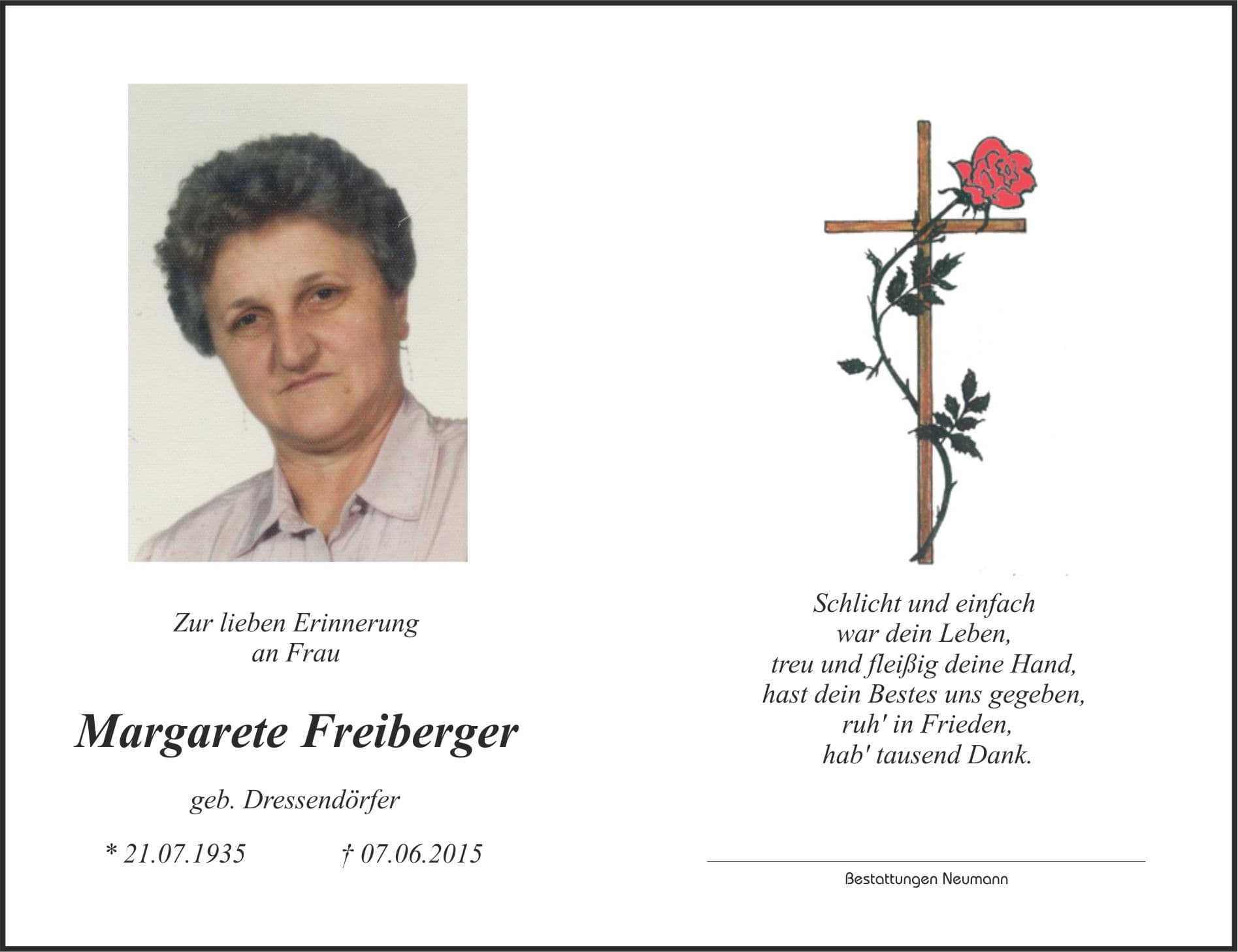 Frau Margarete Freiberger