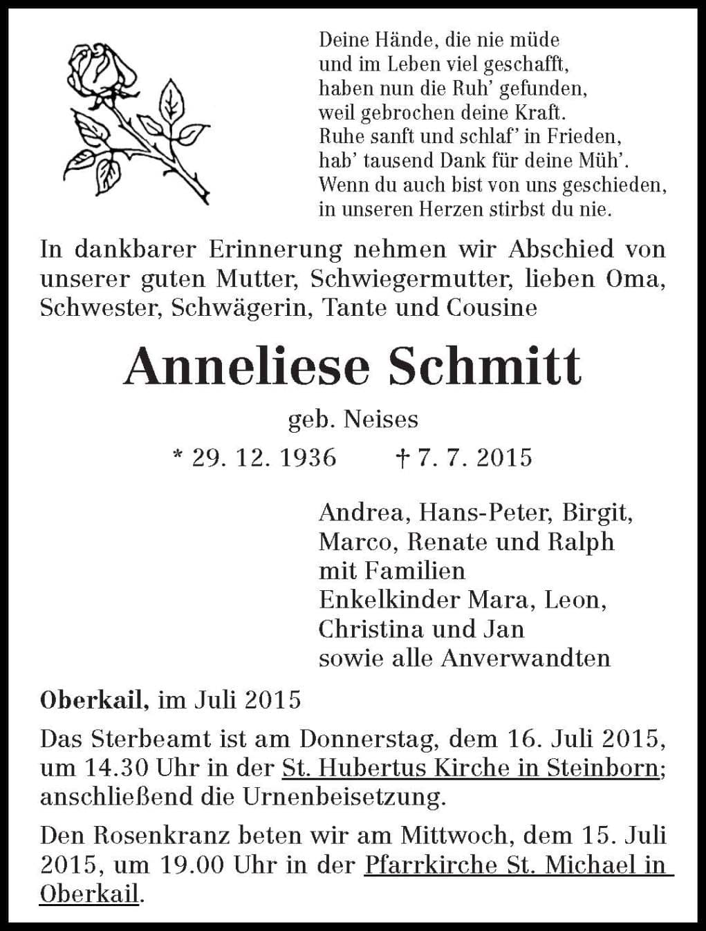 Frau Anneliese Schmitt