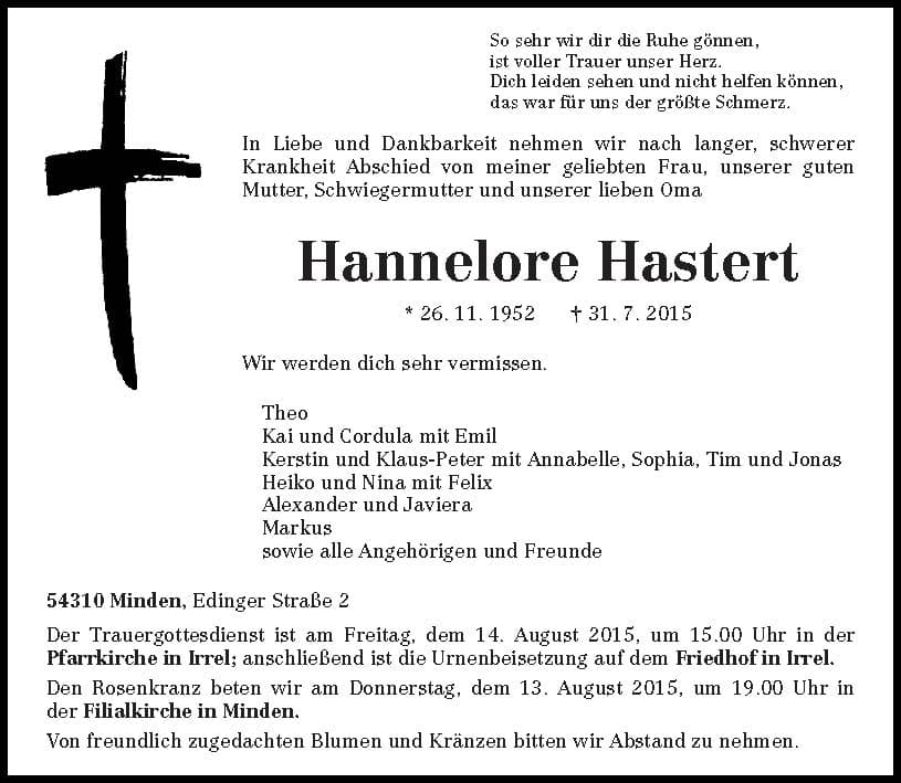 Frau Hannelore Hastert