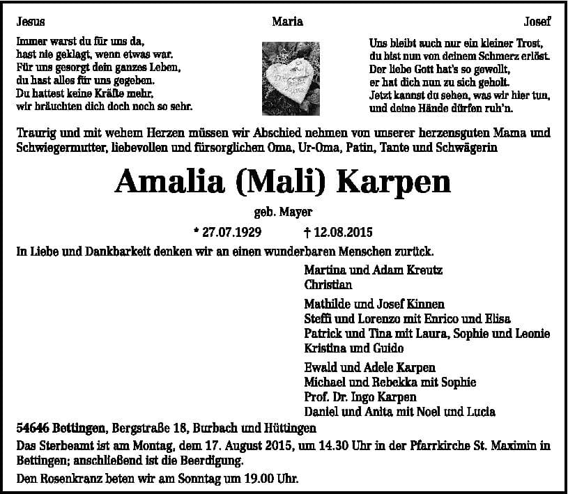 Frau Amalia Karpen