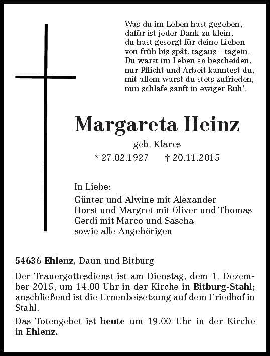 Frau Margareta Heinz