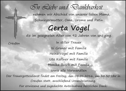 Frau Gertrud Vogel