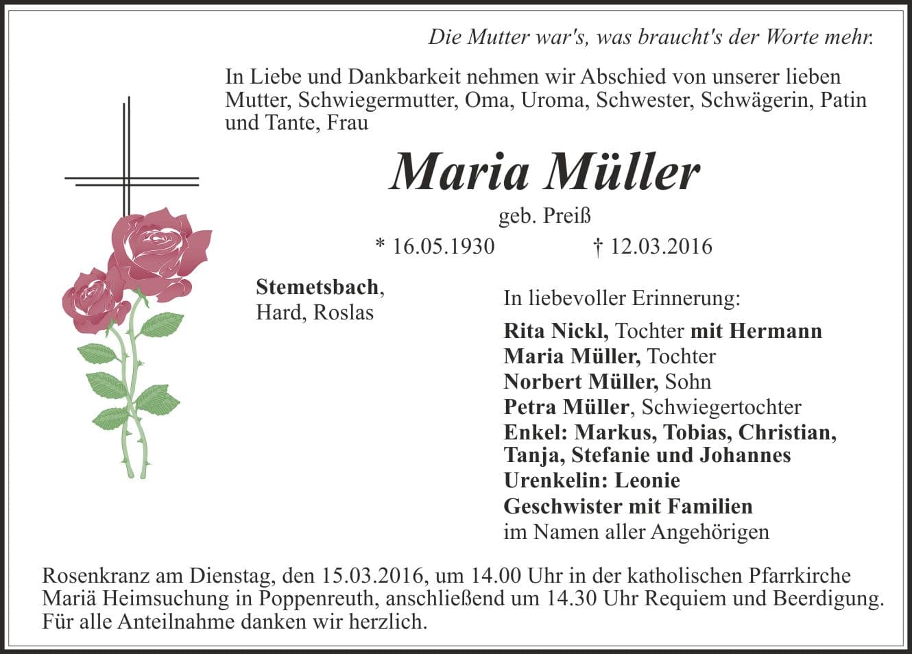 Frau Maria Müller