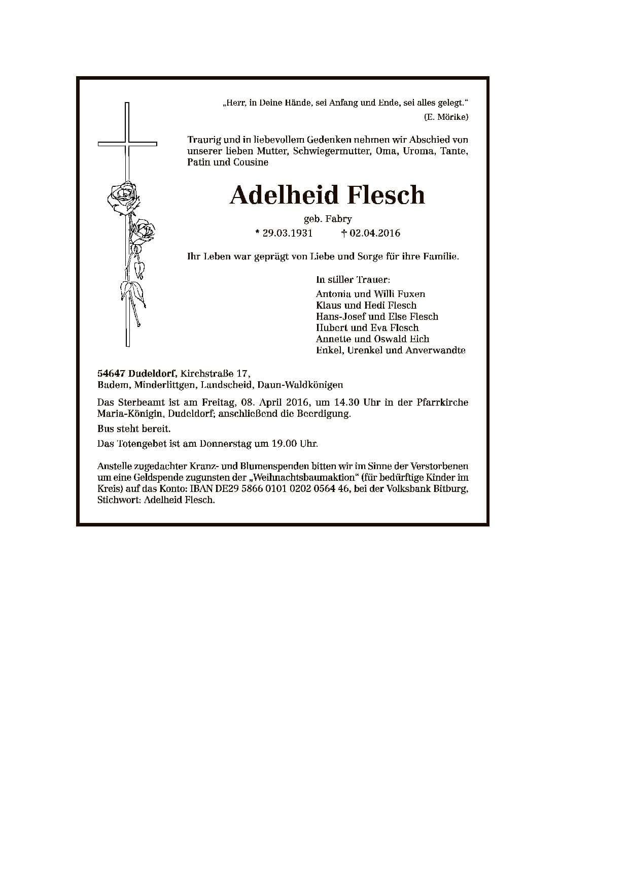 Frau Adelheid Flesch