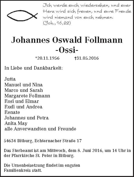 Herr Johannes Oswald Follmann