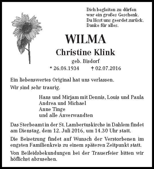 Frau Christine Klink