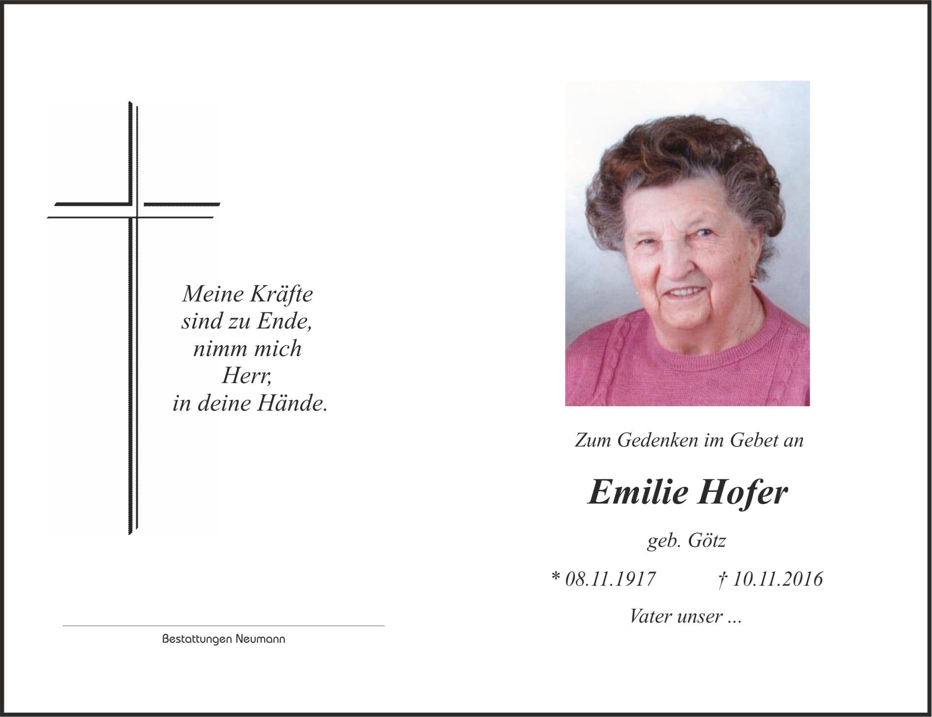 Frau Emilie Hofer