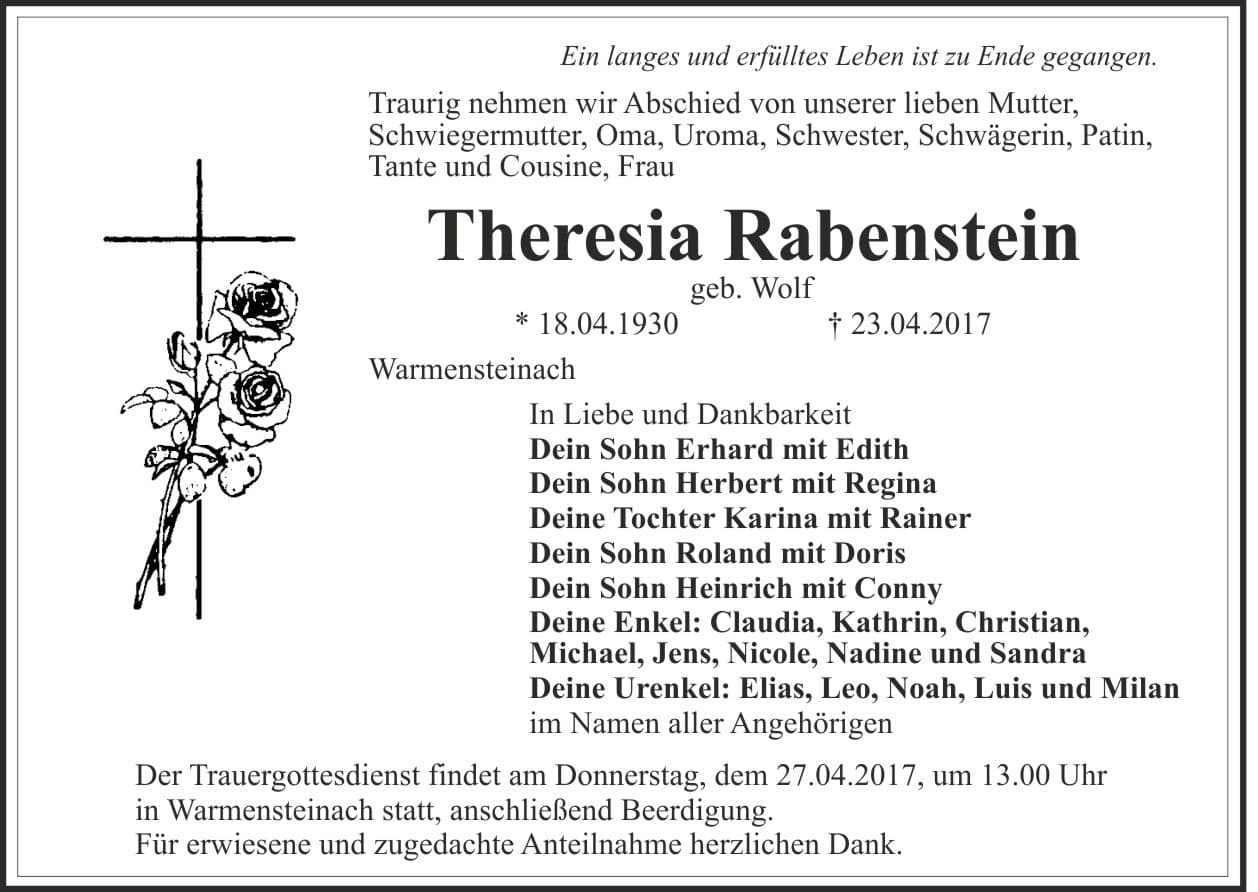 Frau Theresia Rabenstein