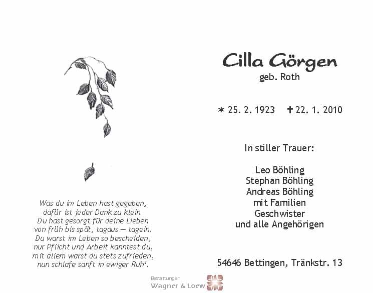 Frau Cilla Görgen