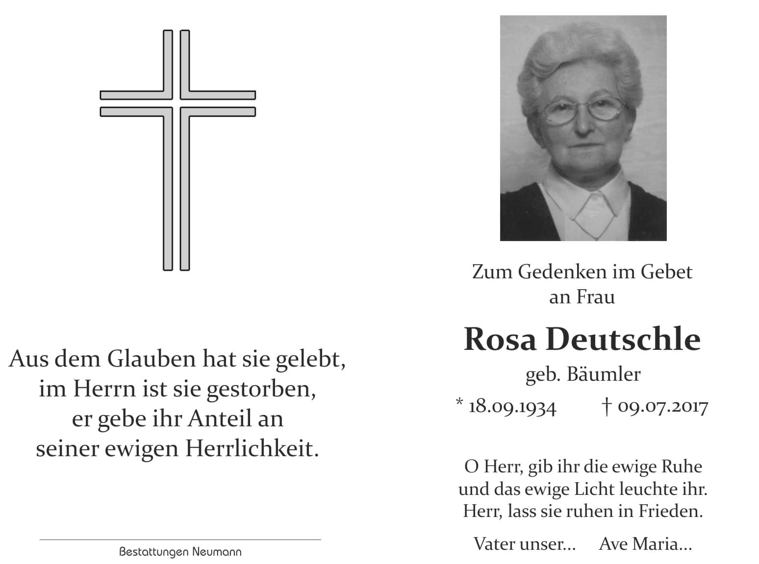 Frau Rosa Deutschle