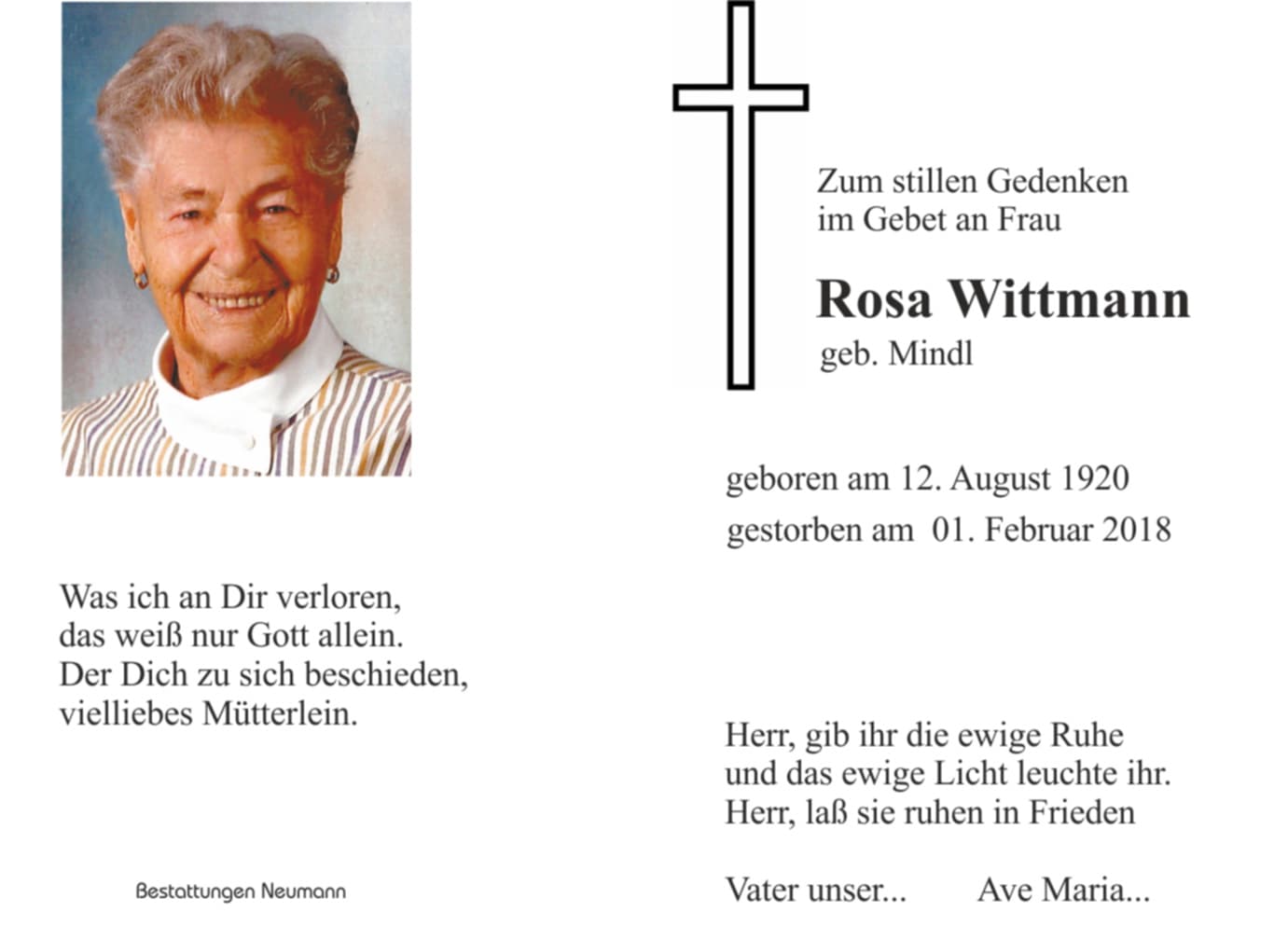 Frau Rosa Wittmann
