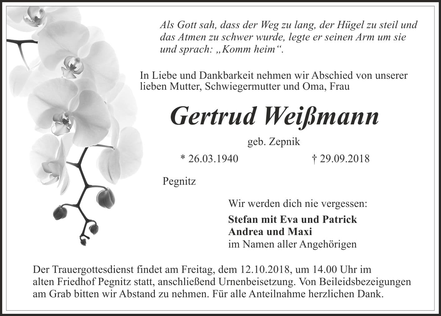 Frau Gertrud Weißmann