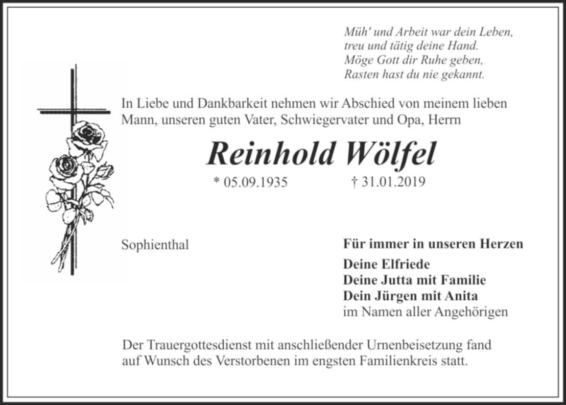 Herr Reinhold Wölfel