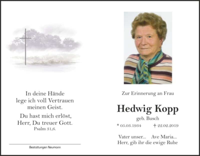 Frau Hedwig Kopp