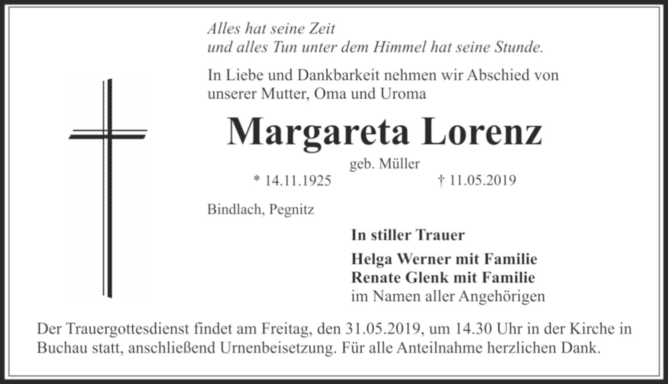 Frau Margareta Lorenz
