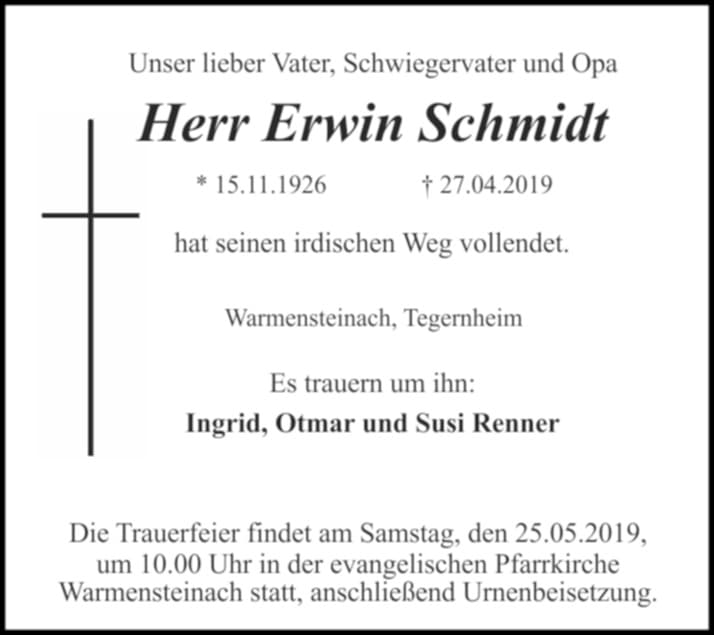 Herr Erwin Schmidt