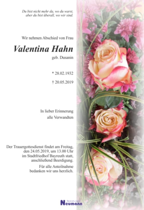 Frau Valentina Hahn