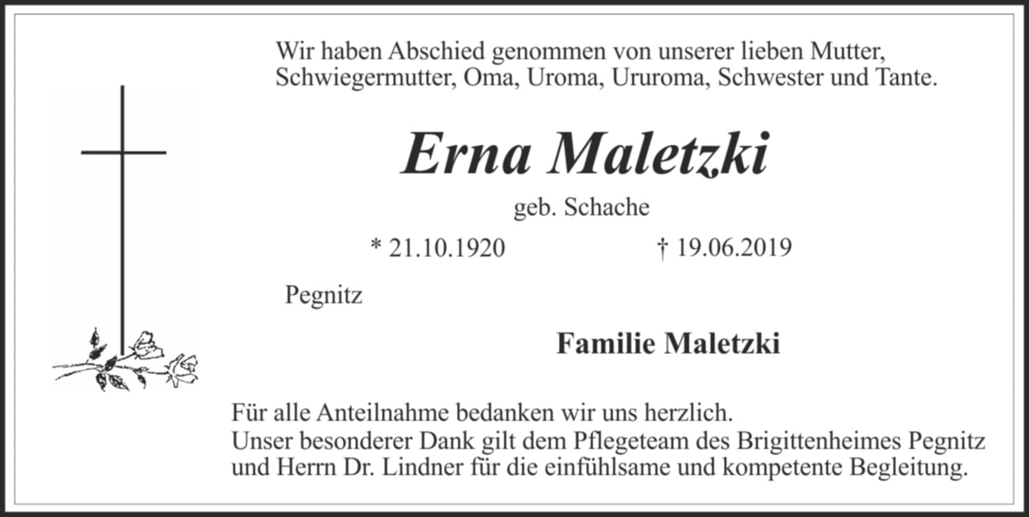 Frau Erna Maletzki
