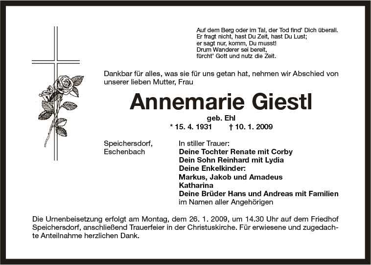 Frau Annemarie Giestl