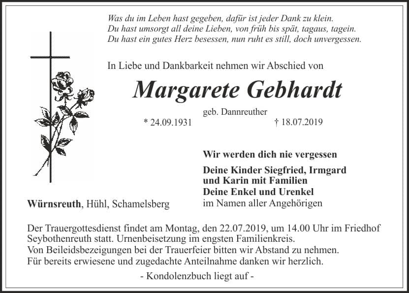 Frau Margarete Gebhardt