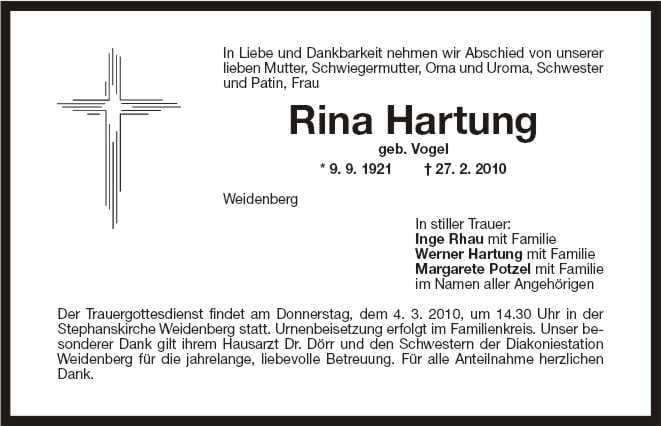 Frau Rina Hartung