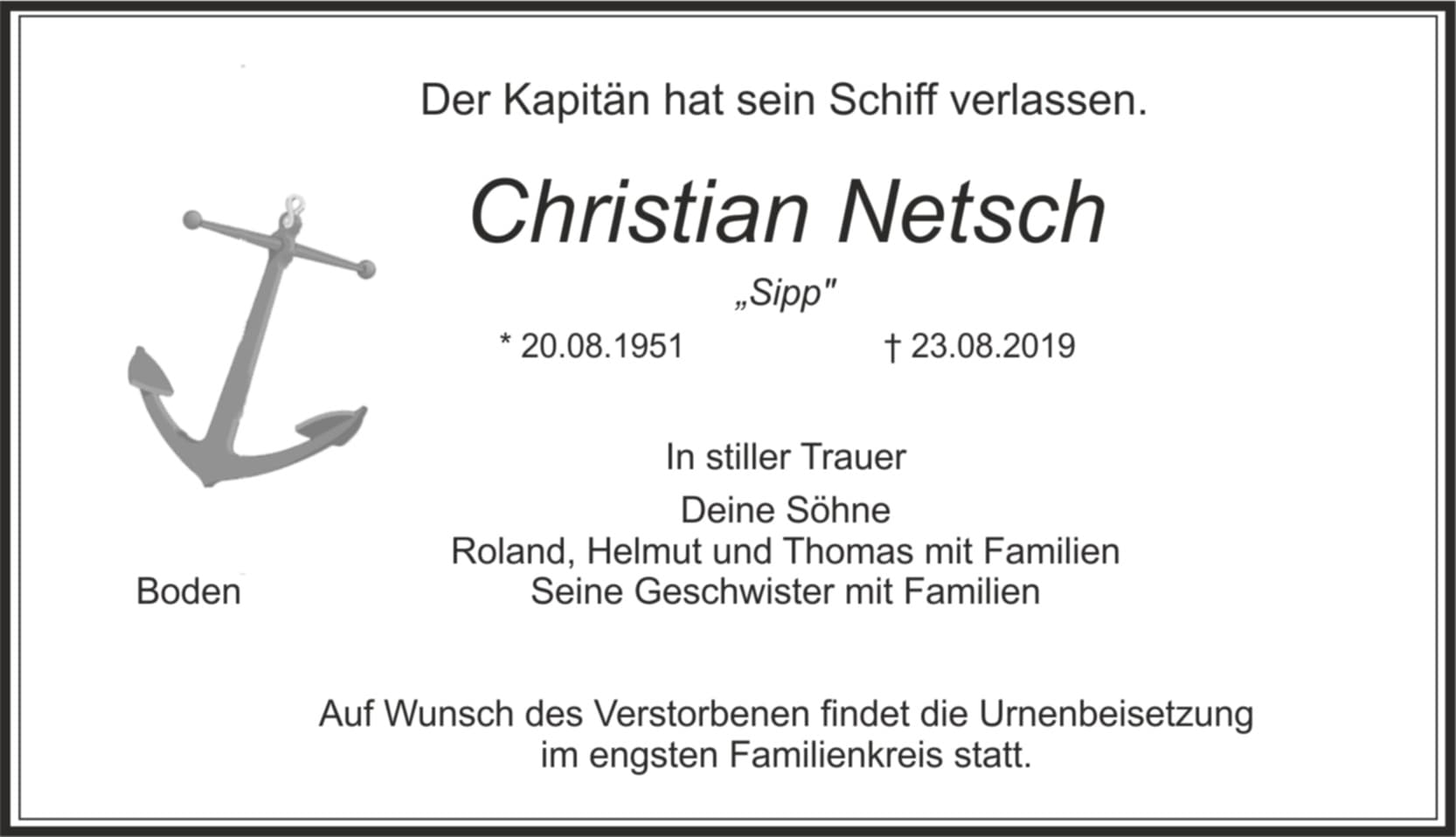 Herr Christian -Sipp- Netsch