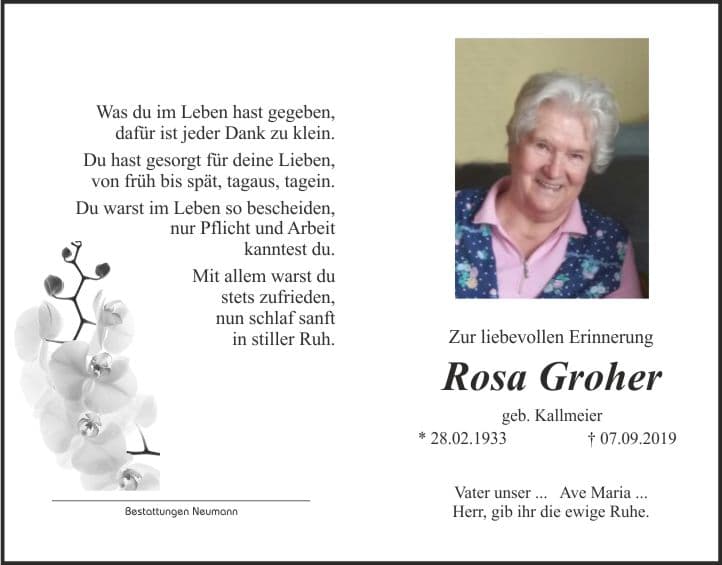 Frau Rosa Groher