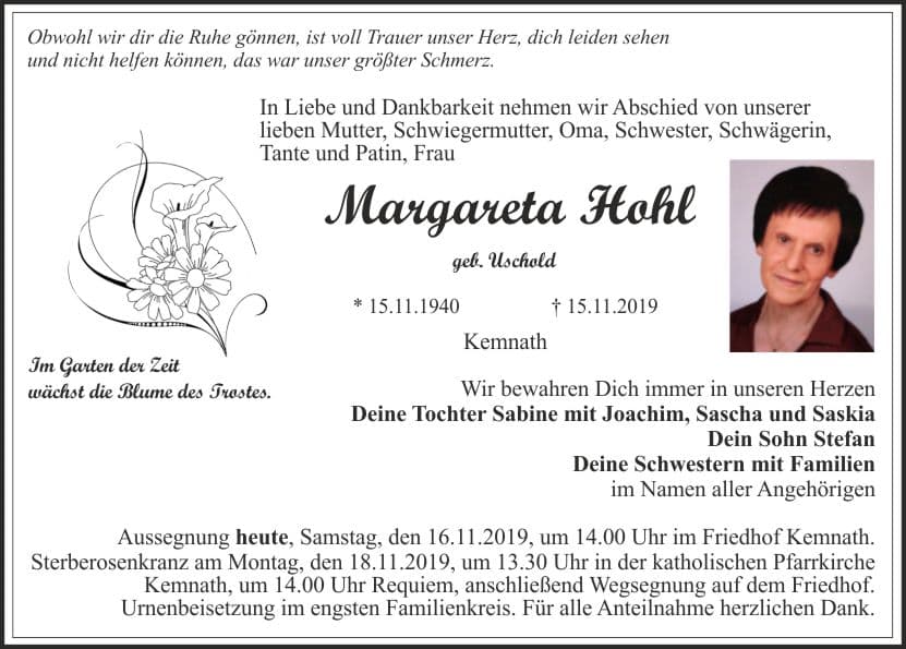 Frau Margareta Hohl