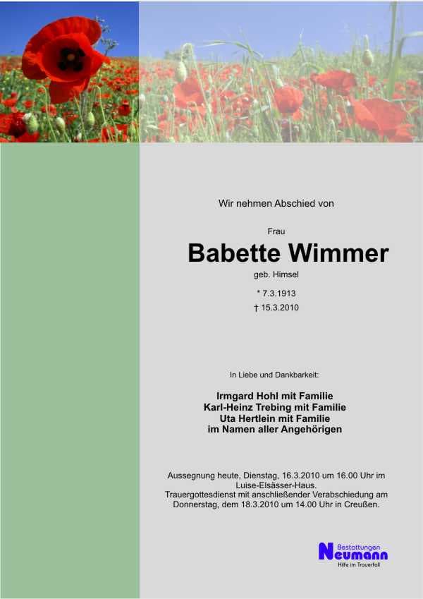 Frau Babette Wimmer