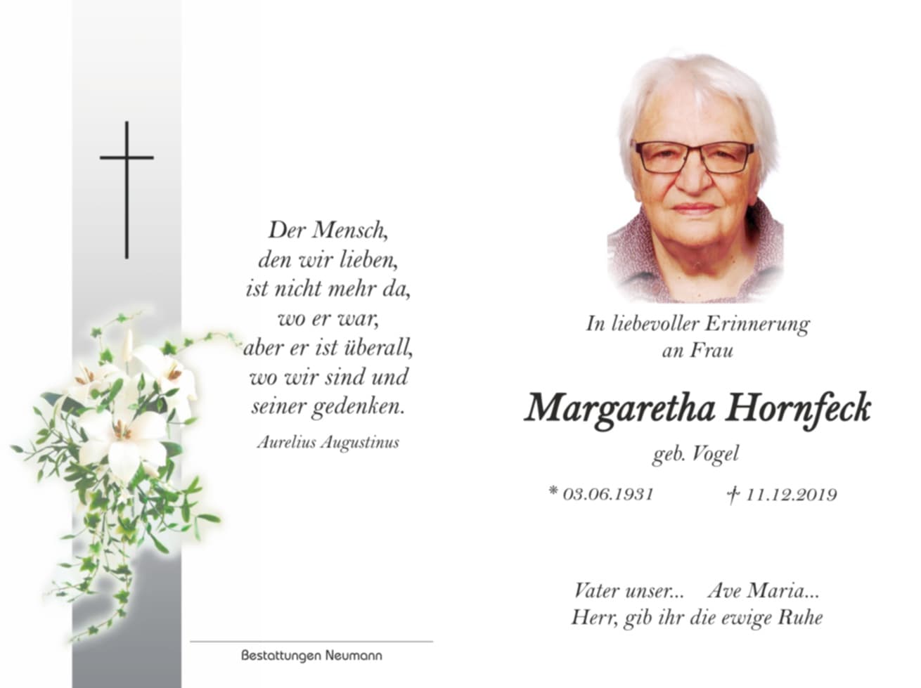 Frau Margaretha Hornfeck