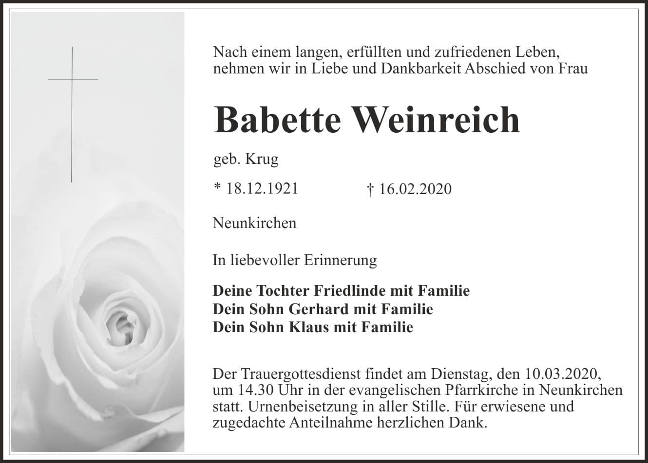 Frau Babette Weinreich