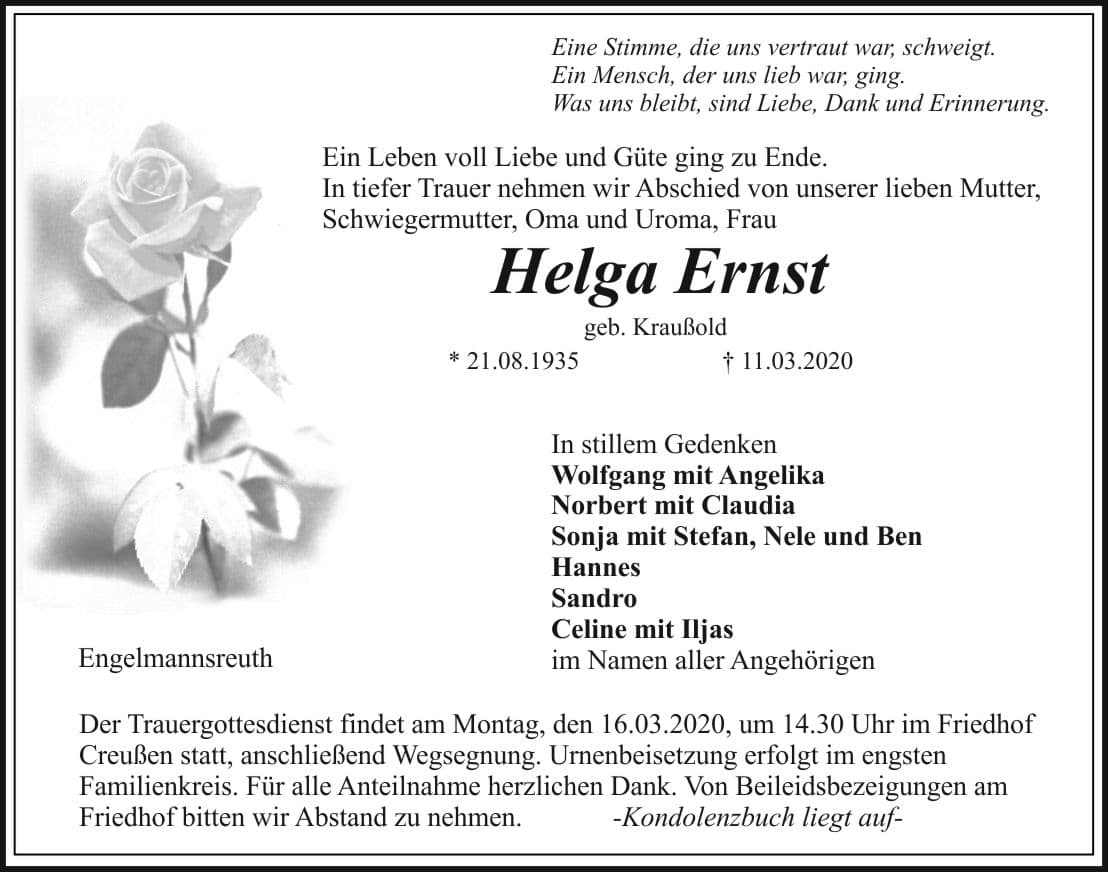 Frau Helga Ernst
