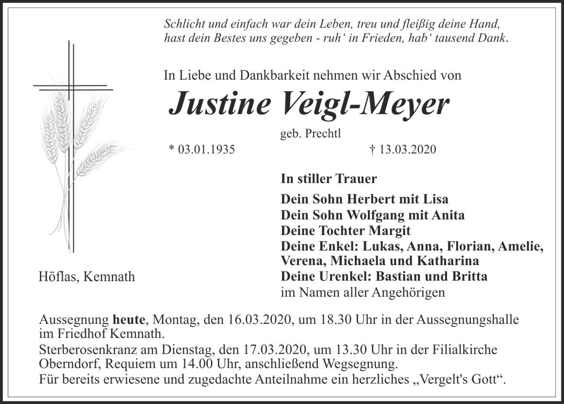 Frau Justine Veigl-Meyer