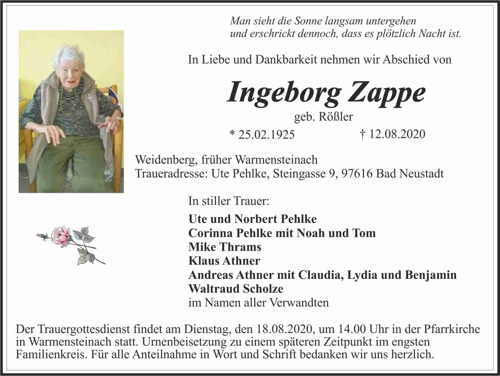 Frau Ingeborg Zappe