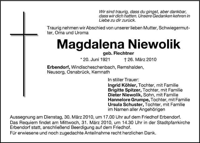 Frau Magdalena Niewolik