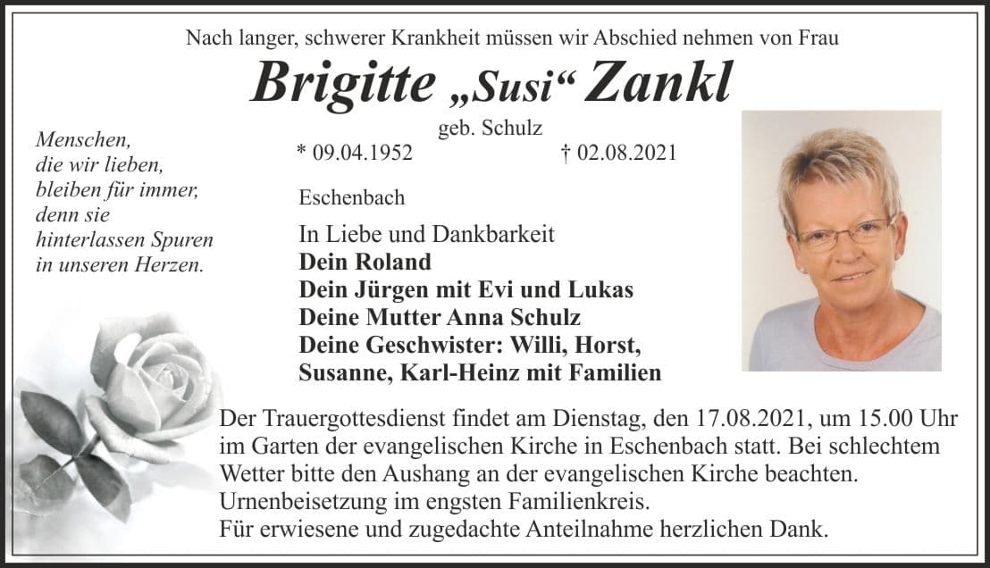 Frau Brigitte \"Susi\","Zankl Schulz