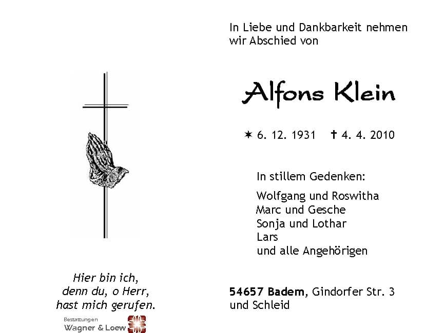 Herr Alfons Klein